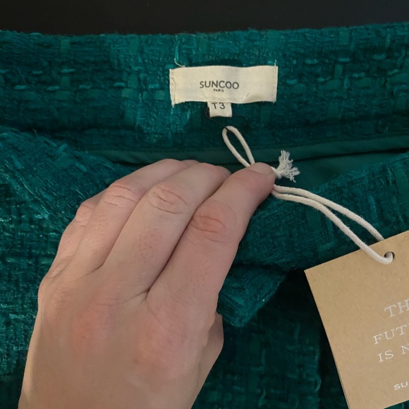 Suncoo Paris Tweedy Folly Green Mini-Skirt size T3 (US 6) - Picture 2 of 4